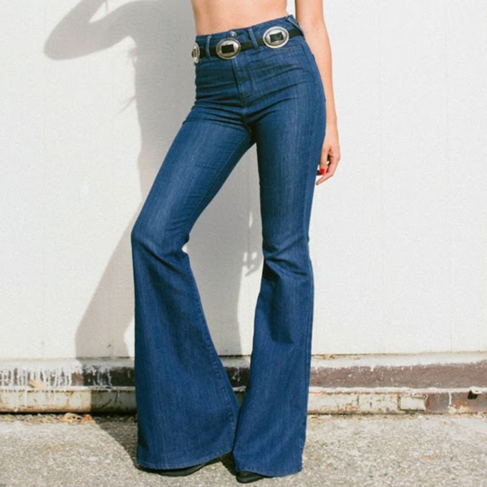 PYLO Dark Wash Gypsy High Waist Bell Bottoms Jeans